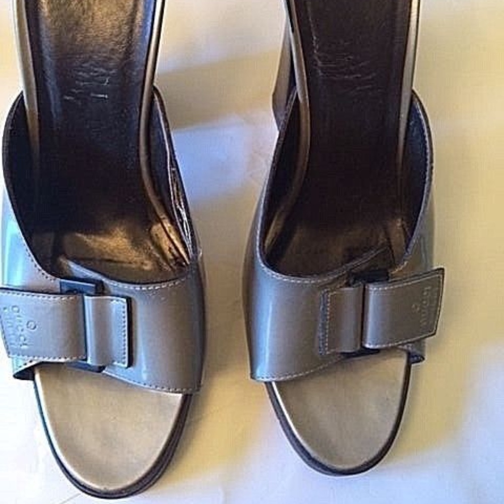 Gucci High Heels Shoes Sandals Size 6 patent gray
